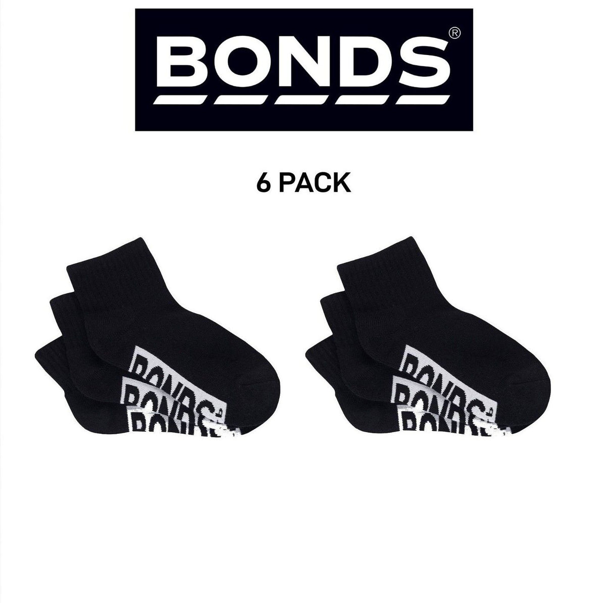 Bonds Kids Cushioned Quarter Crew Thickness for Comfiness Sock 6 Pack RXVP3N