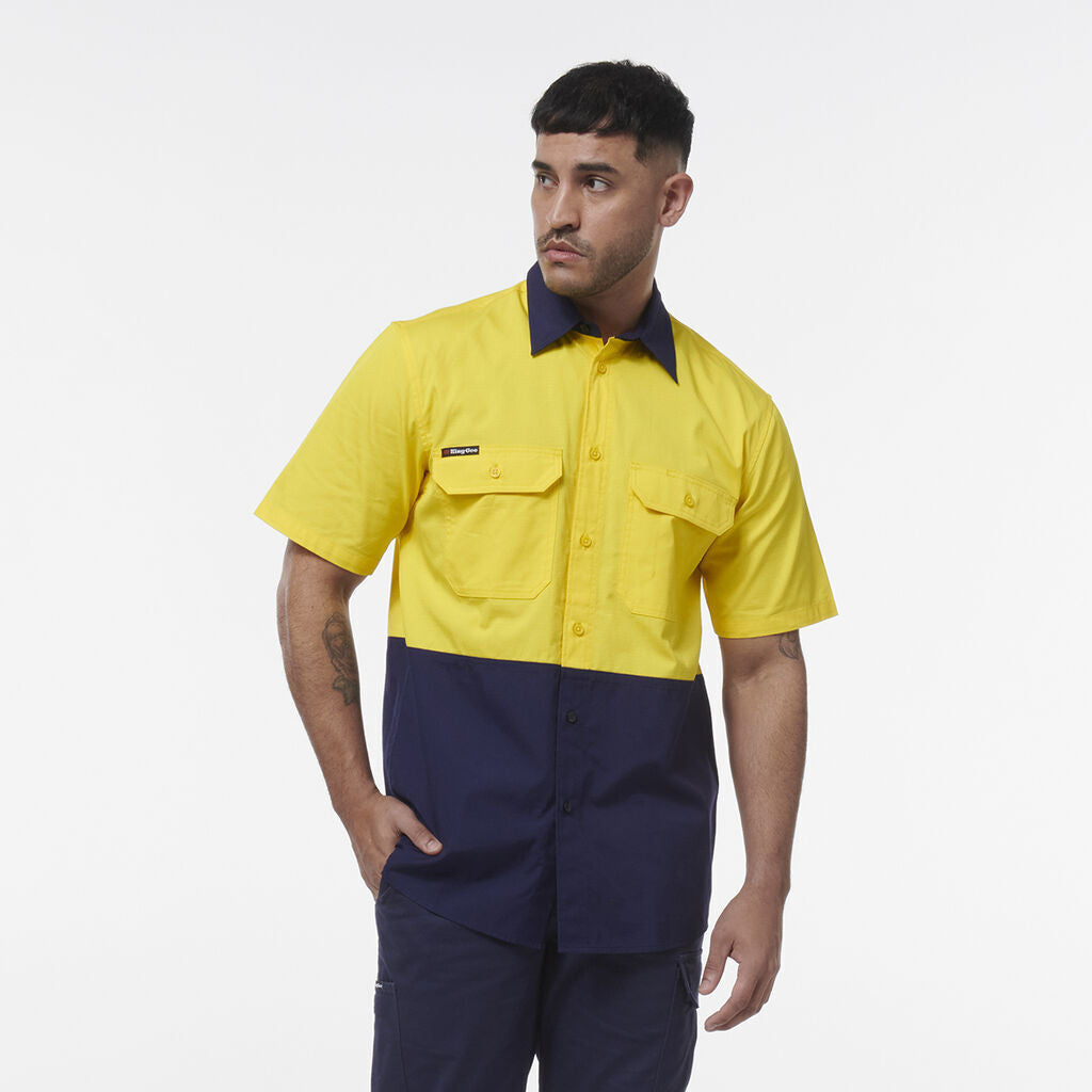 KingGee Men Workcool Vented Spliced Short Sleeve Shirt K54008-Collins Clothing Co