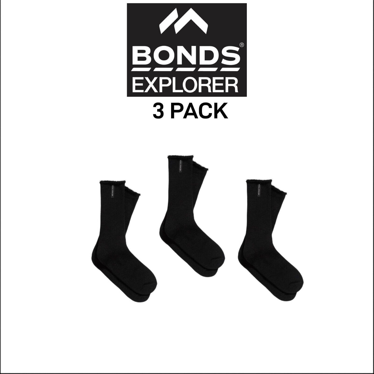 Bonds Explorer Original Comfortable Wool Blend 3 Pack Crew Sock S1139