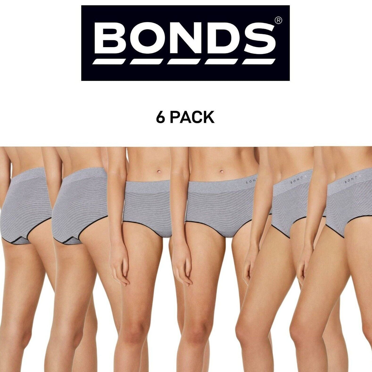 Bonds Womens Seamless Full Brief YDS Soft Comfortable Waistband 6 Pack WVGWA