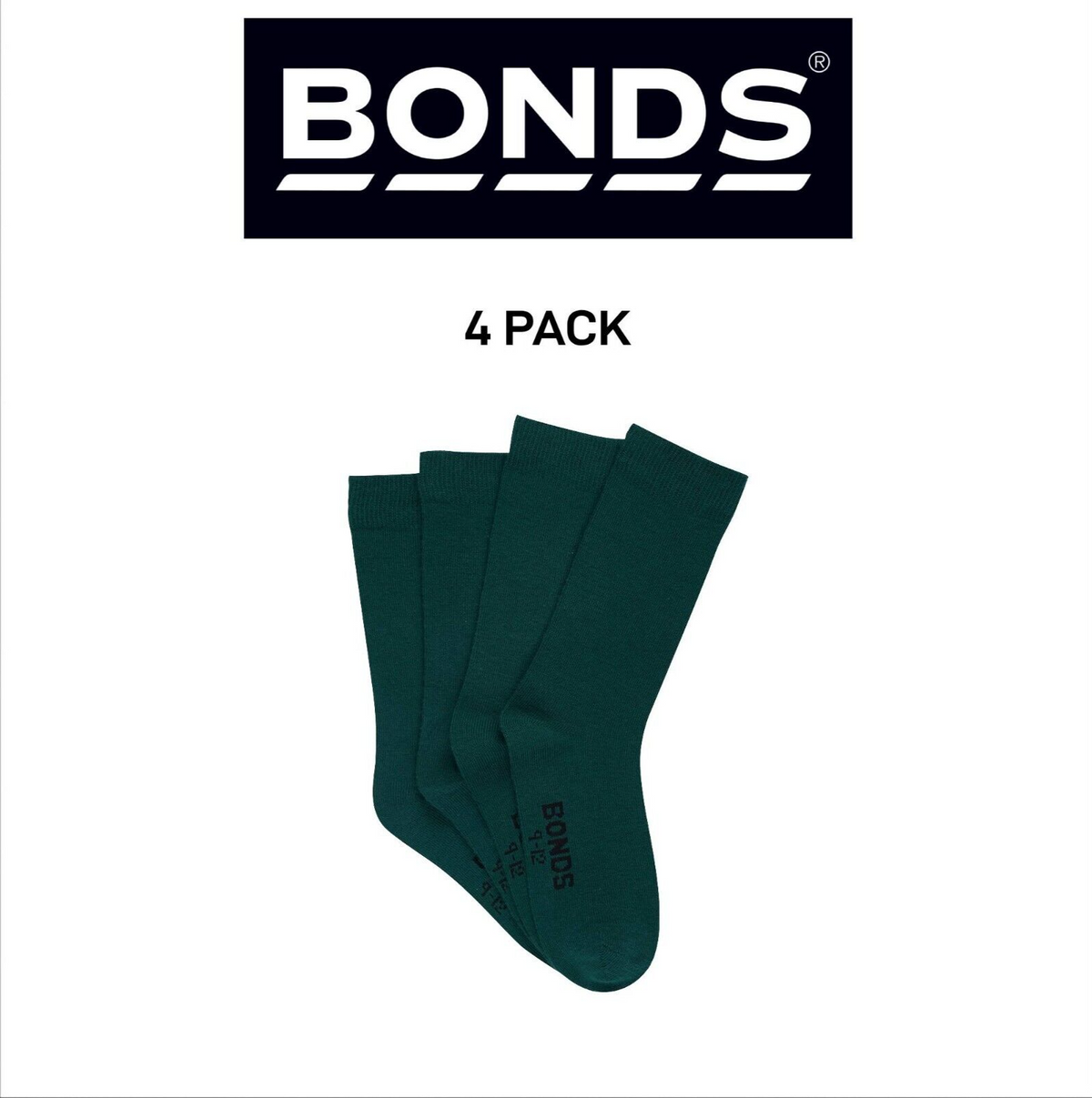 Bonds Kids School Oxford Crew Socks Ultimate Comfort and Softness 4 Pack RY4X4N