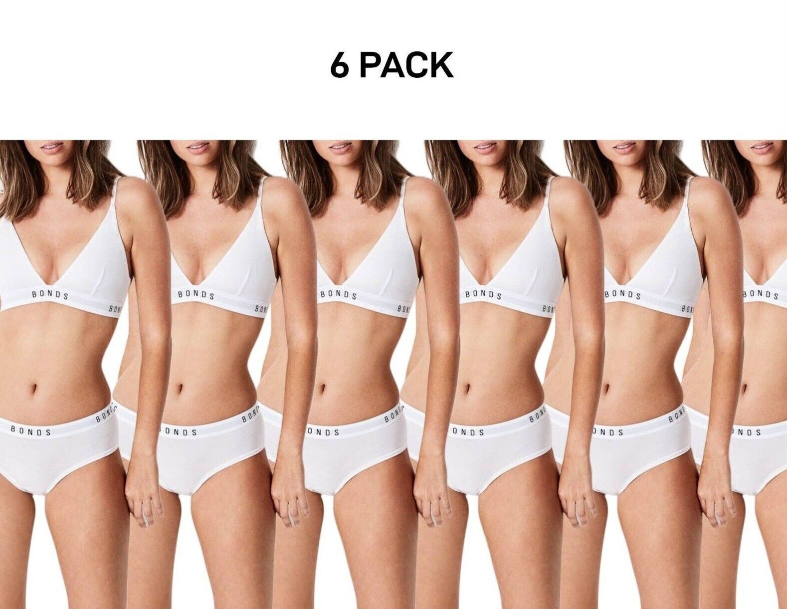 Bonds Womens Original Triangle Crop Comfy Flattering Supportive Bra 6 Pack WVGGA