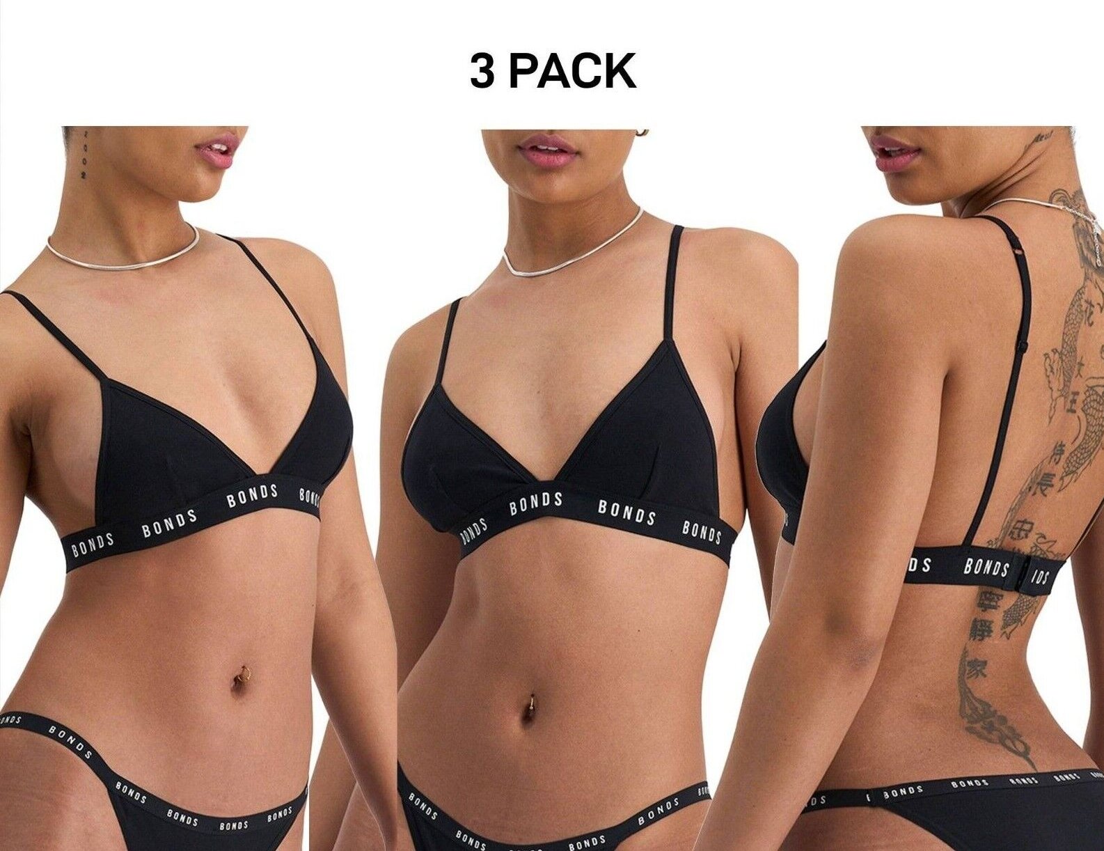 Bonds Womens Icons Triangle Ultimate Comfort Confident and Sexy Bra 3 Pack YWP4