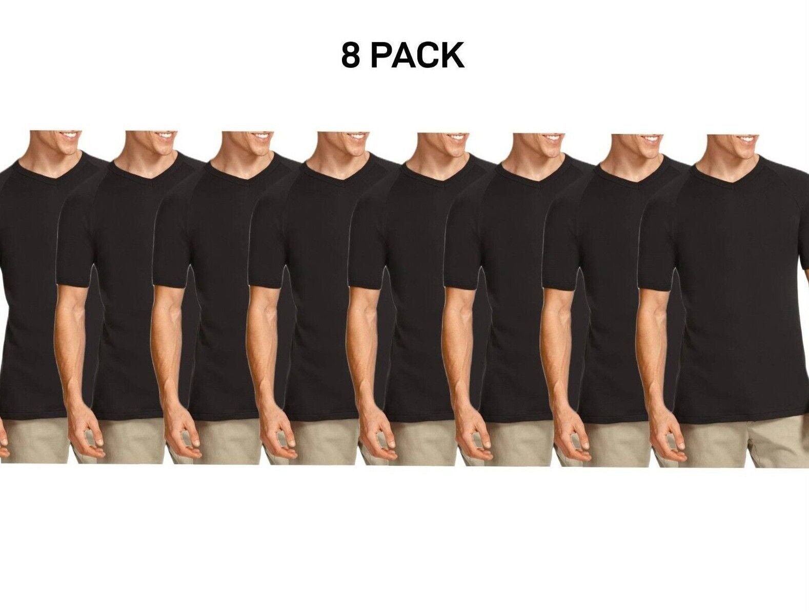 Bonds Mens Genuine V-Neck Raglan Tee Suit in Every Size and Shape 8 Pack M9762W