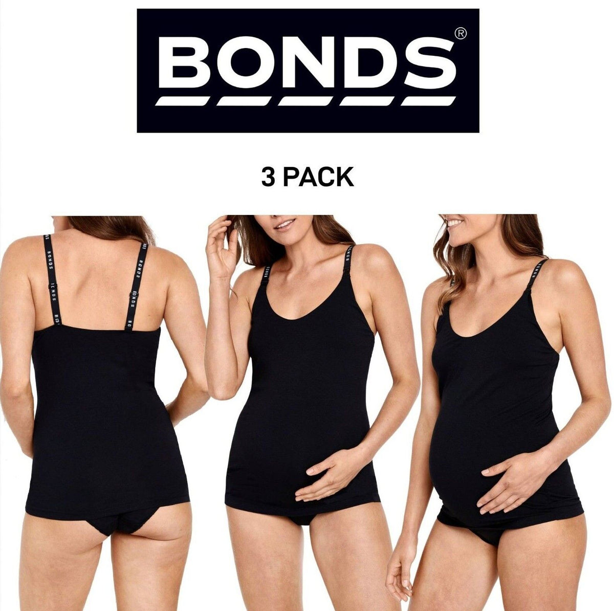 Bonds Womens Originals Maternity Support Singlet Extra Comfort 3 Pack YXF3Y