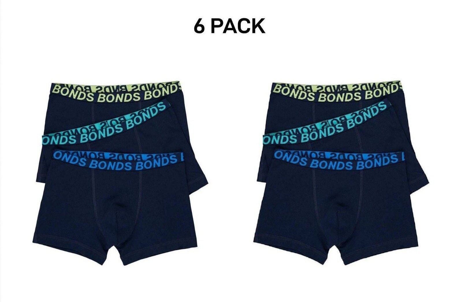 Bonds Boys Trunk Sport Moisture Wicking Cool & Dry Comfort Covered 6 Pack UWKN3A
