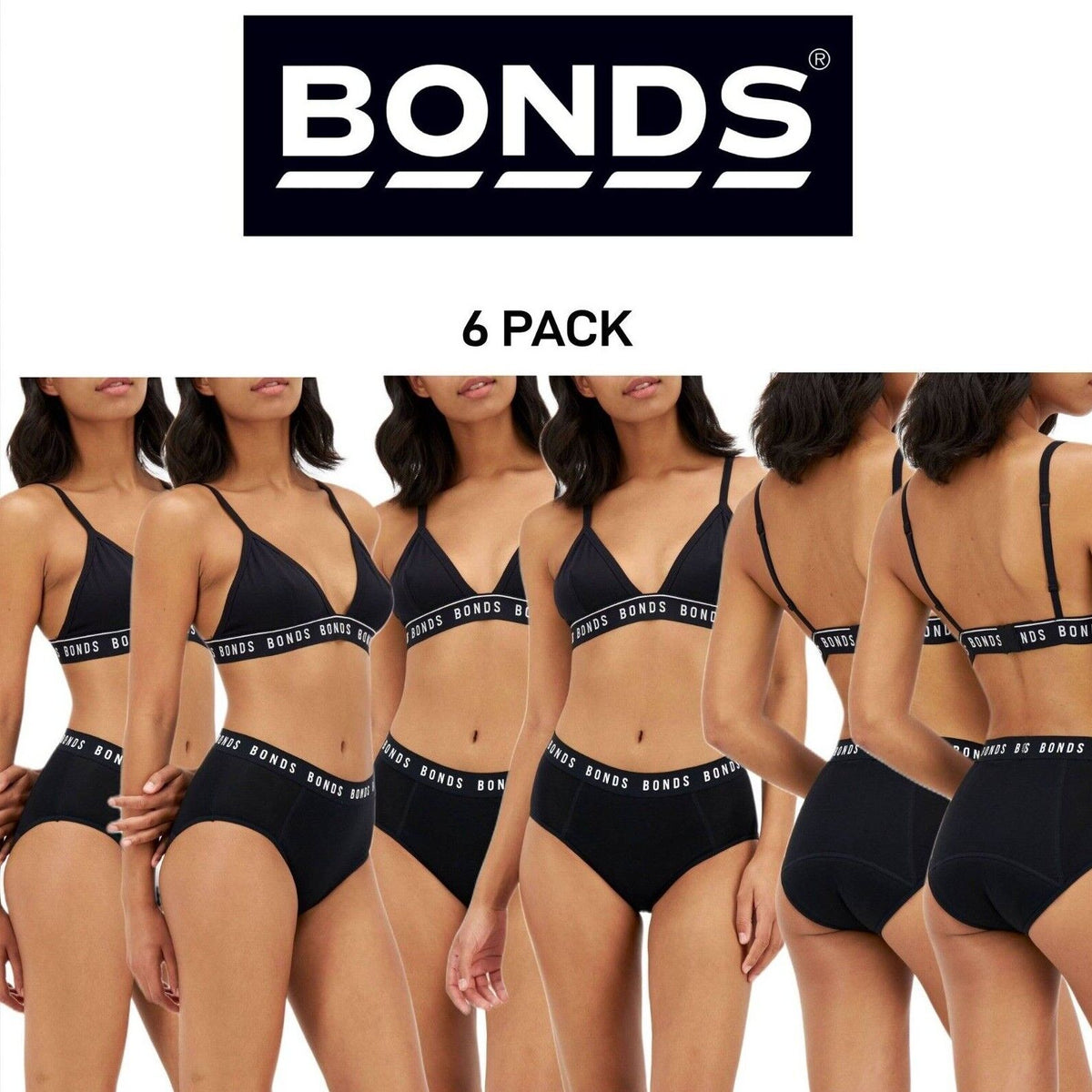Bonds Womens Bloody Comfy Period Full Brief Heavy Worry Free Undies 6 Pack WTGL