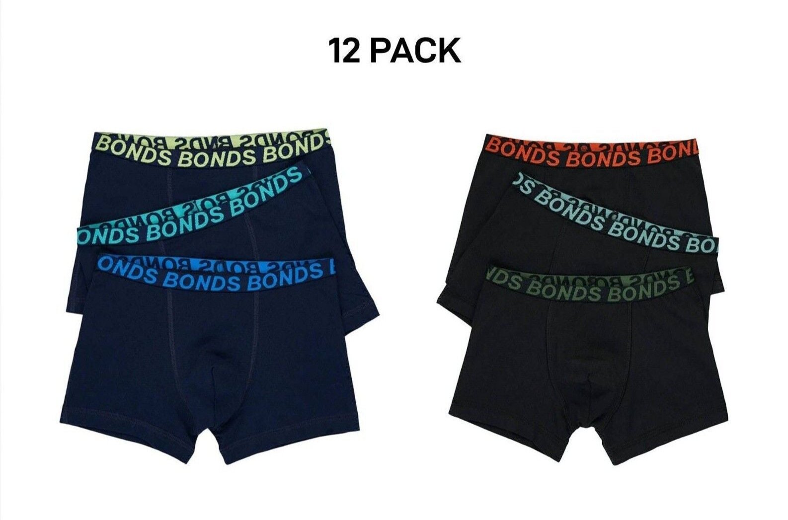 Bonds Boys Trunk Sport Moisture Wicking Cool Dry Comfort Covered 12 Pack UWKN3A