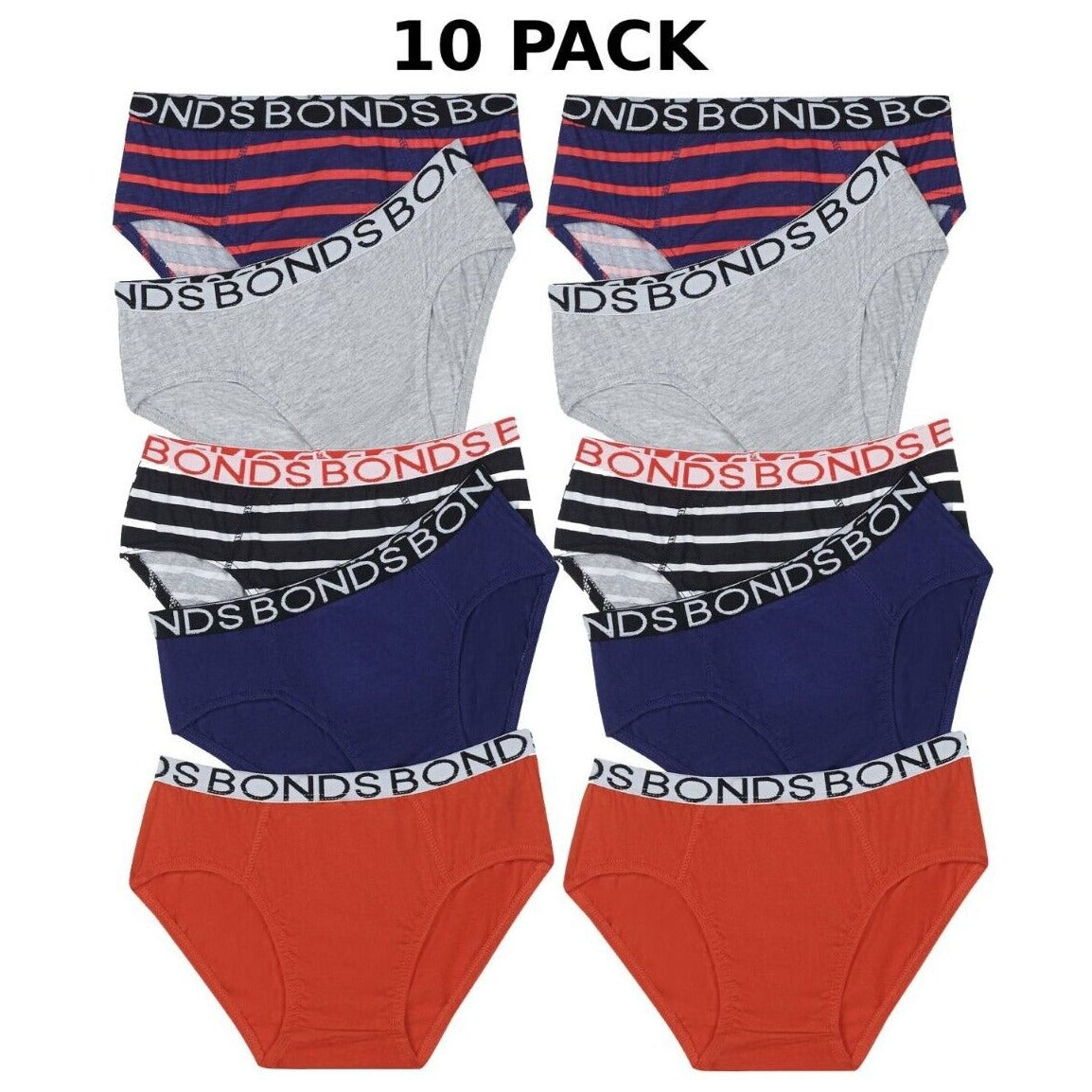 Bonds Boys Brief Soft Stretchable Comfortable Contoured Fit 10 Pack UWNU5A X79