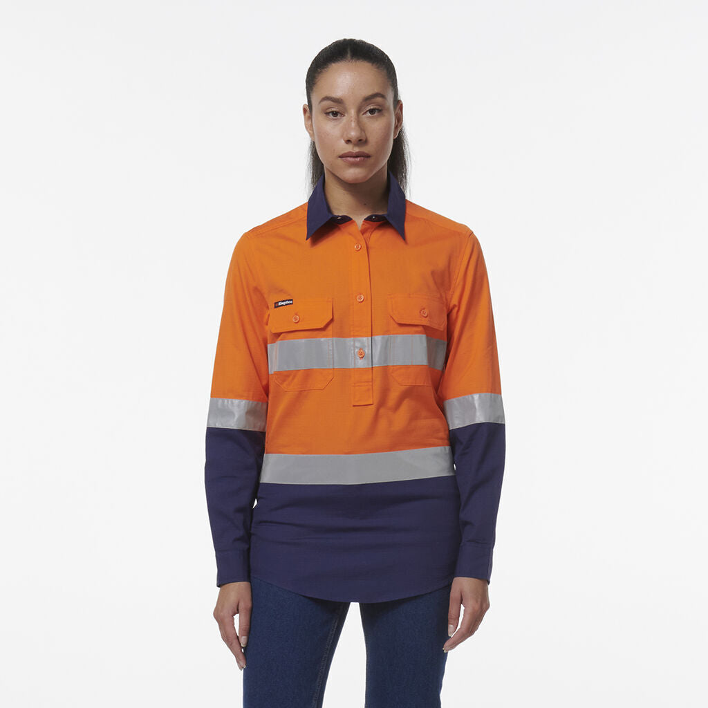 KingGee Women Workcool Vented Closed Front Reflective Shirt K44230