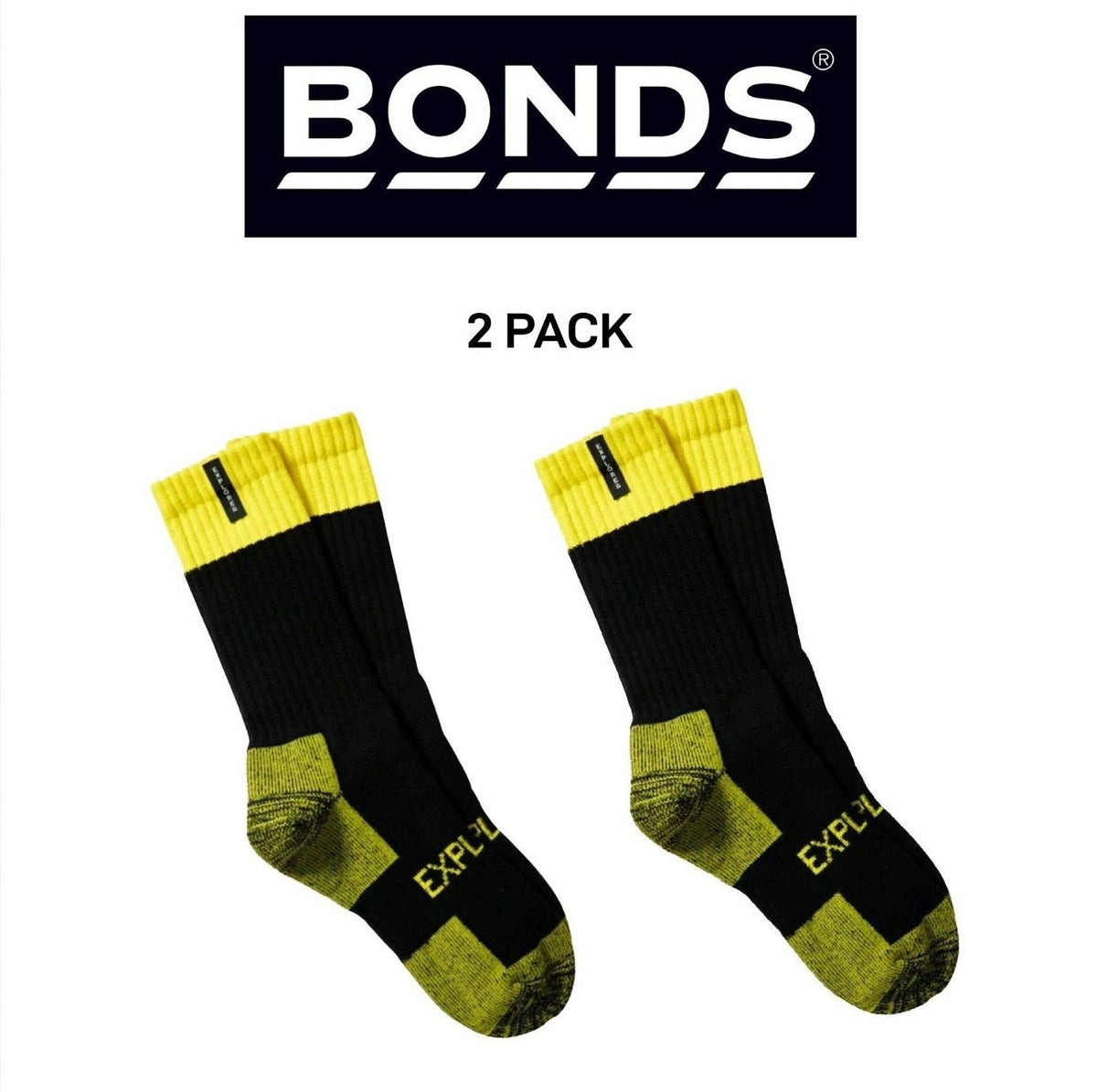 Bonds Mens Explorer Tough Work Durable Dual Layer Cotton 2 Pack SYNJ2W