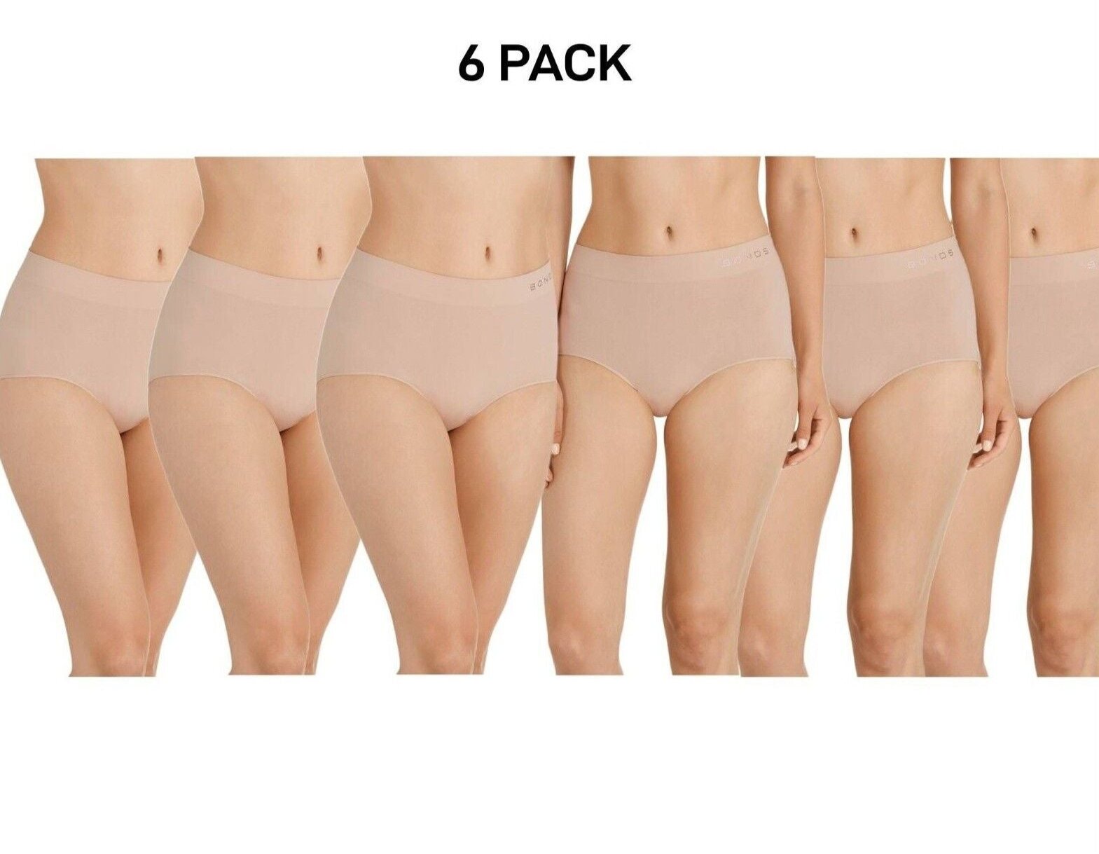 Bonds Womens Full Brief Seamless Comfortable Branded Waistband 6 Pack WWGAA