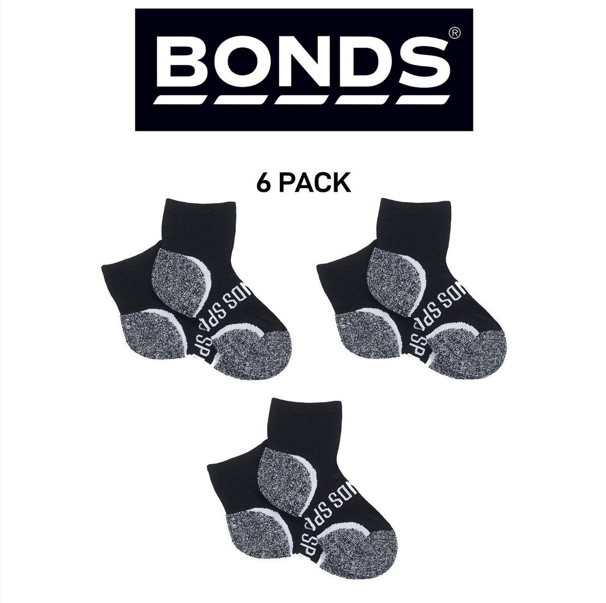Bonds Kids Ultimate Comfort Quarter Crew Extra Cushioning Socks 6 Pack RY8K2N