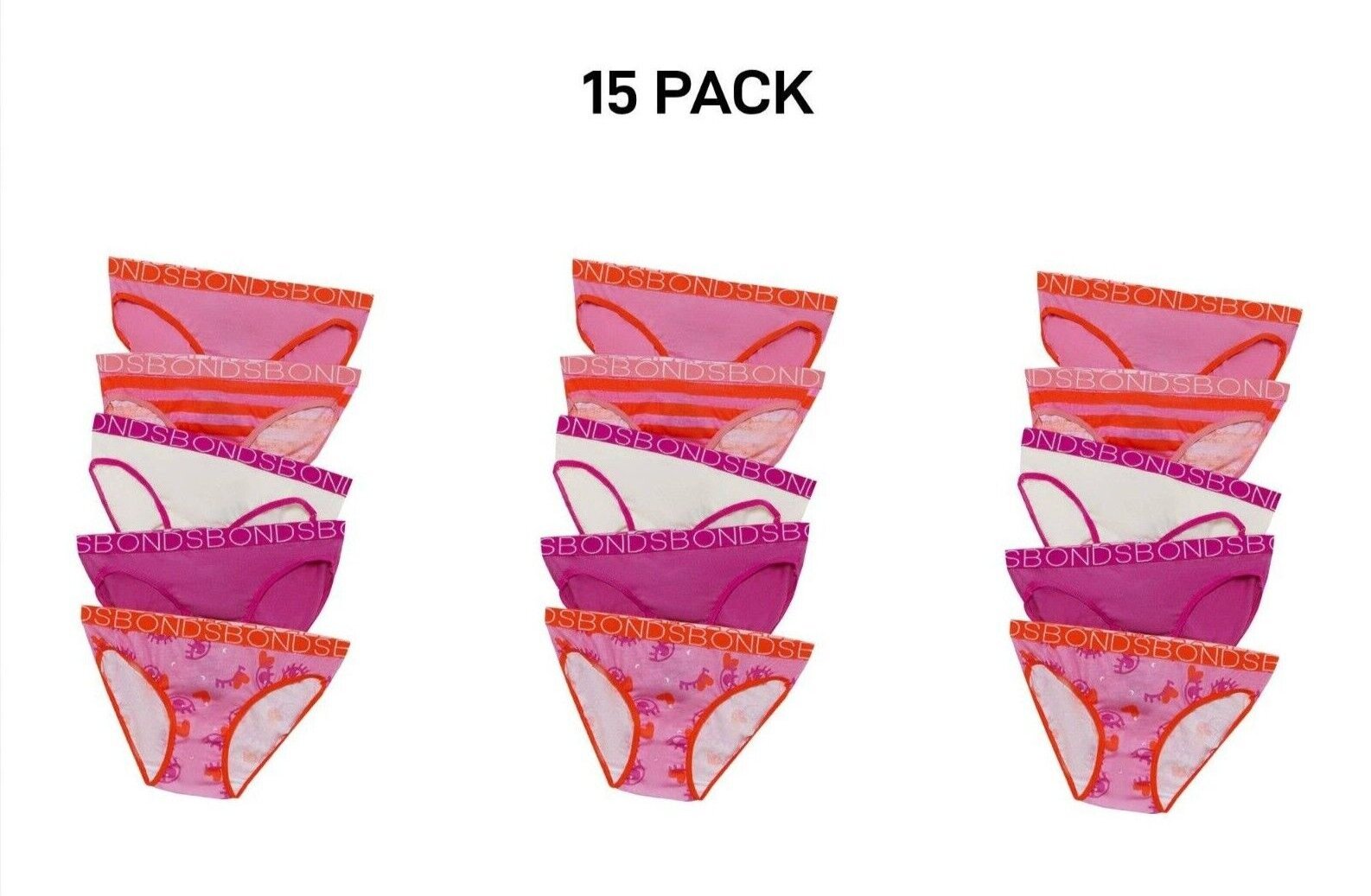 Bonds Girls Bikini Soft and Stretchy Perfect Everyday Coverage 15 Pack UWNV5A