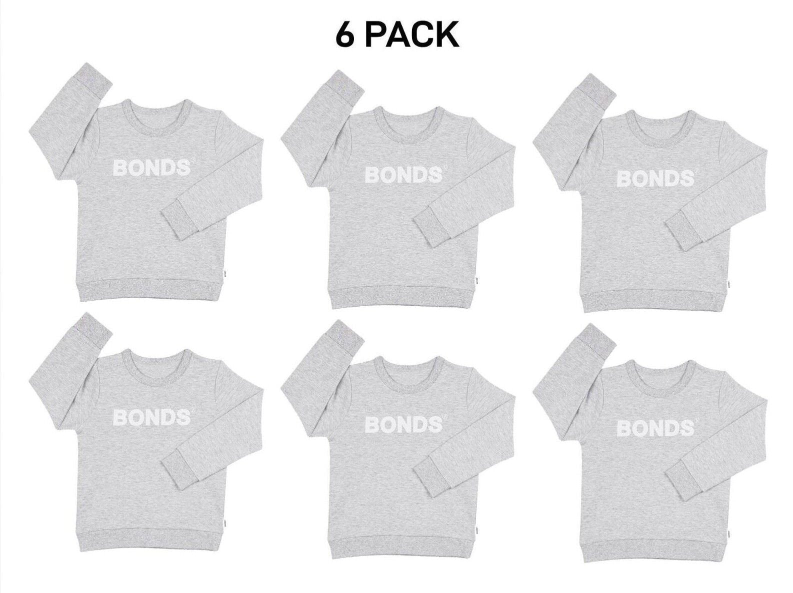 Bonds Kids Tech Sweats Pullover Soft Knitted Warm Cotton Poly Blend 6 Pack KVQTK