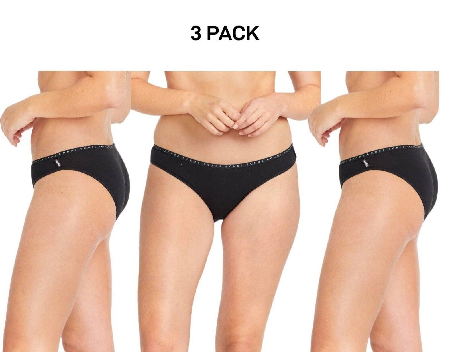 Bonds Womens Hipster Bikini Soft Cotton Low Rise Stretchy Waist 3 Pack WUFNA