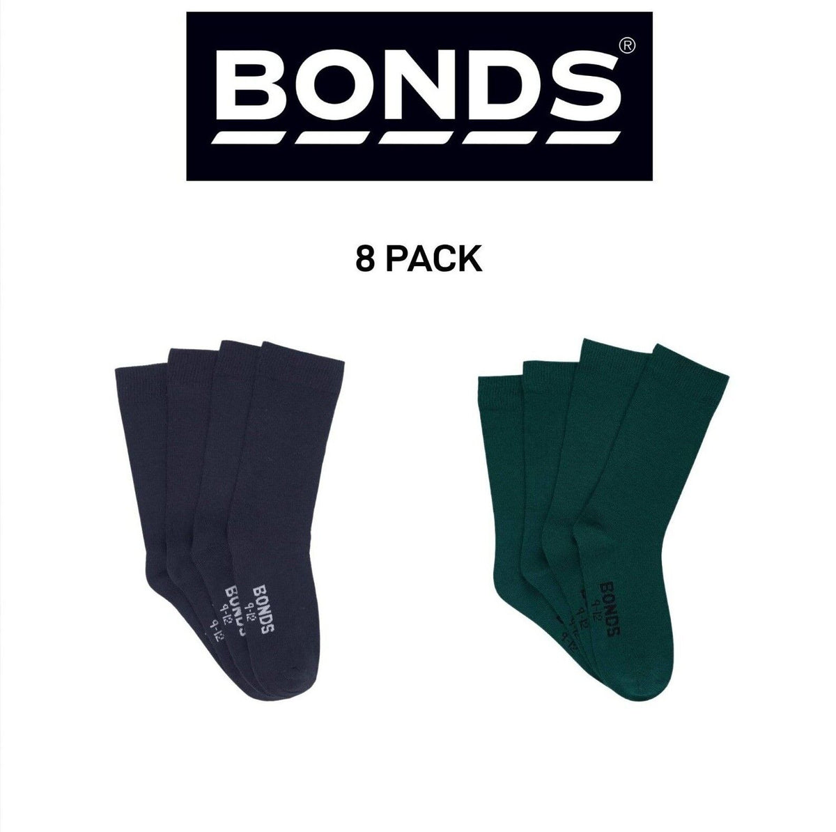 Bonds Kids School Oxford Crew Socks Ultimate Comfort and Softness 8 Pack RY4X4N