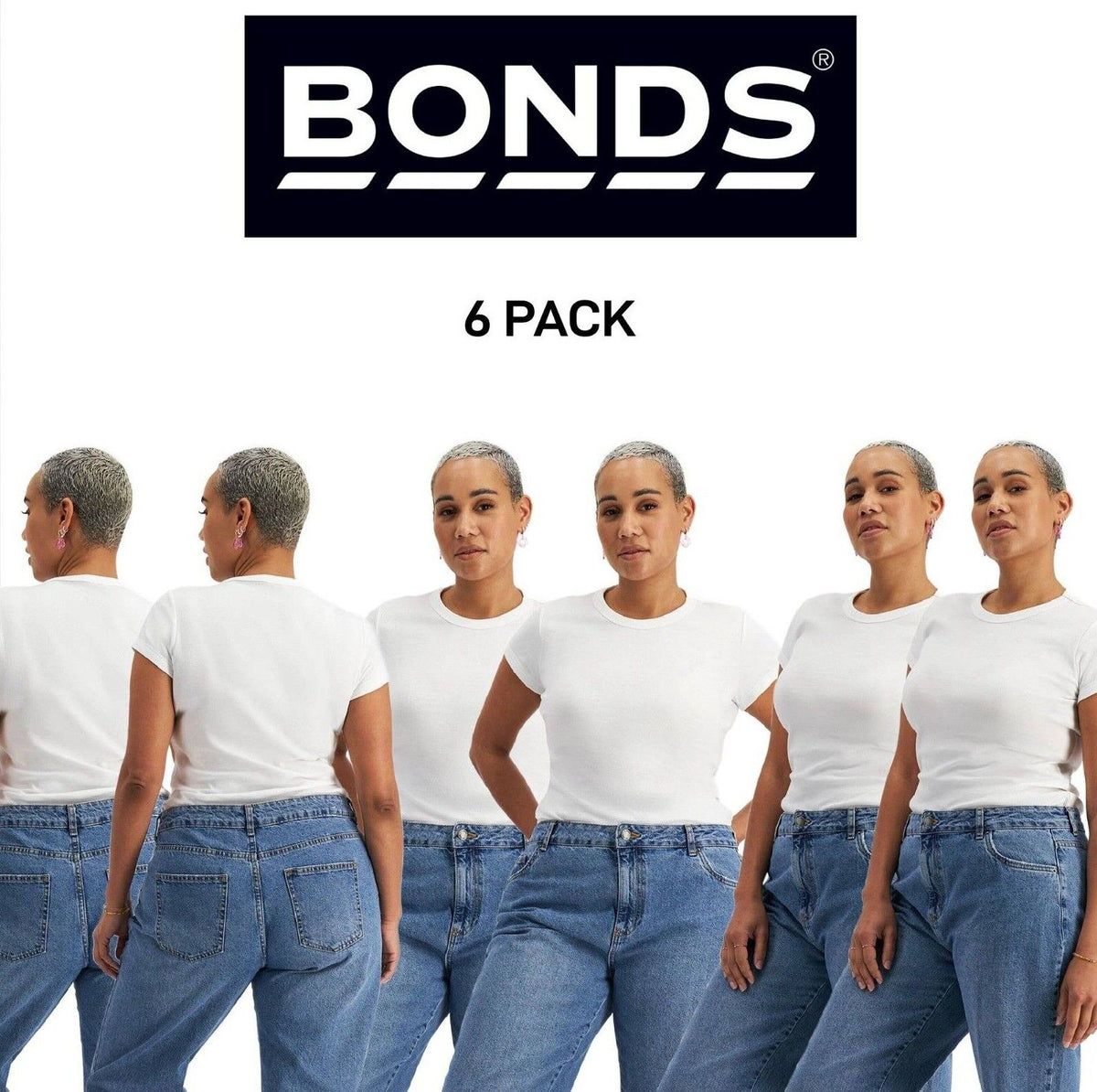 Bonds Womens Icons Tee Classic Heritage Styling Fresh Anti Odour 6 Pack CR9DI