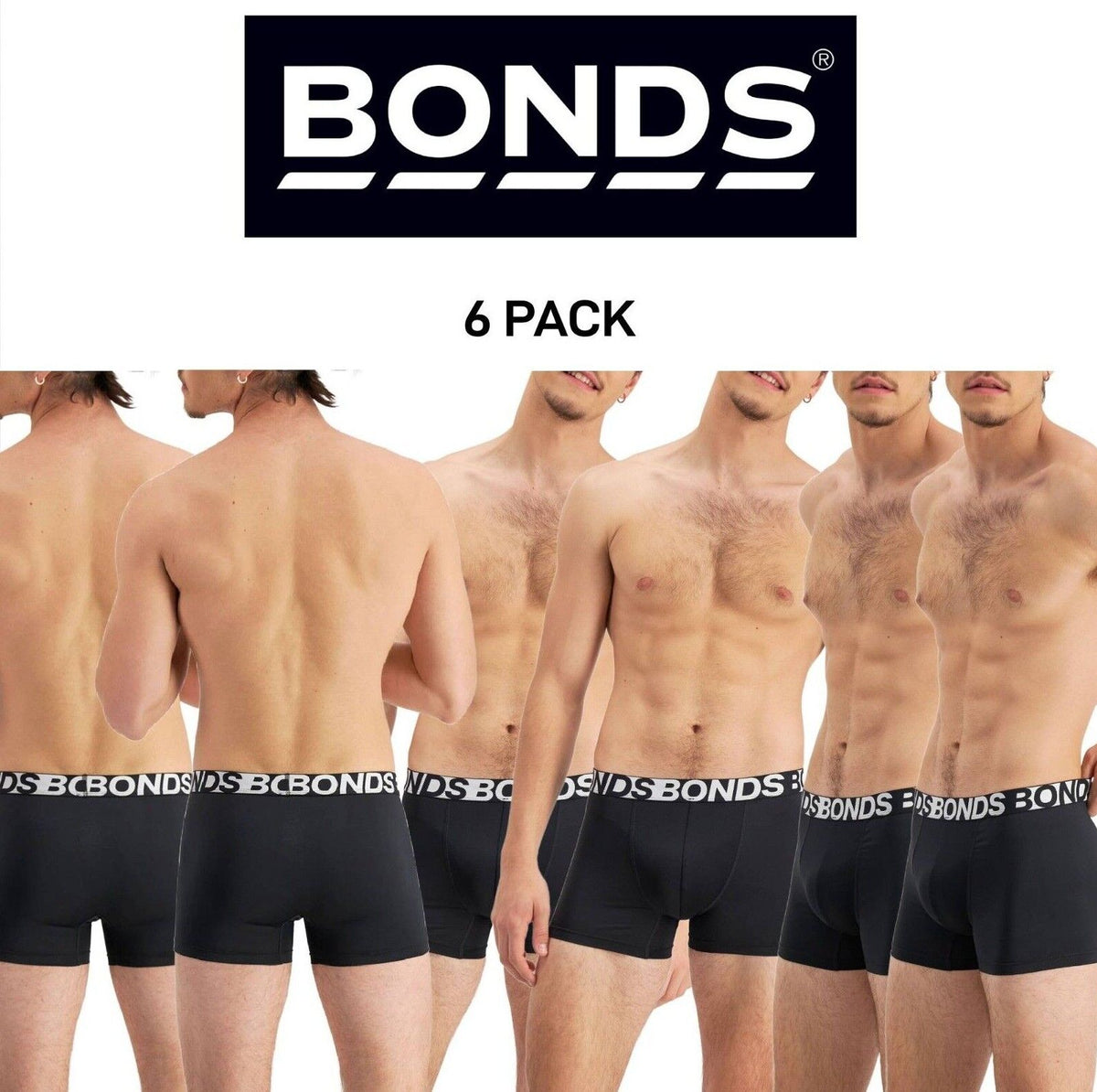 Bonds Mens Active Everyday Trunk Lightweight Classic Comfortable Fit 6 Pack MWRA