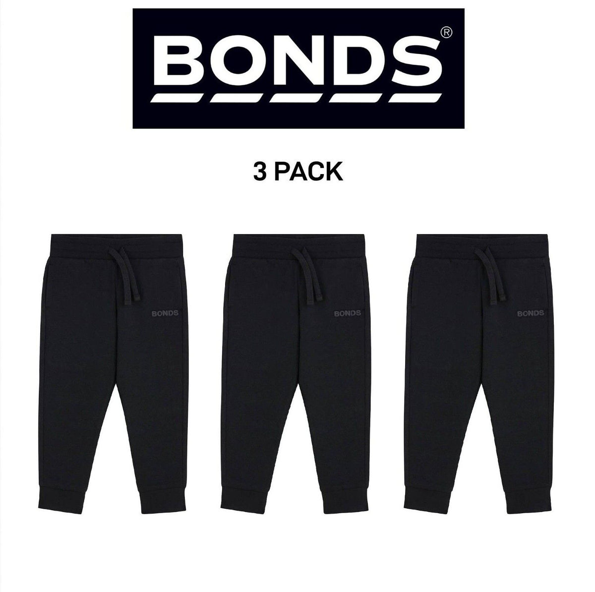 Bonds Baby Tech Sweats Trackie Lightweight and Warm Sporty Style 3 Pack KVQRA