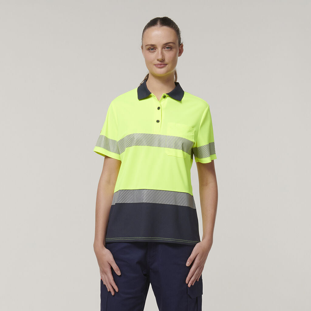 Hard Yakka Womens Safety Work Short Sleeve HI VIS Taped Polo Y08602-Collins Clothing Co