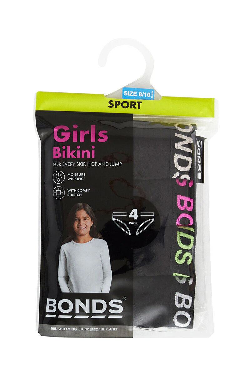 Bonds Girls Bikini Sport Ultimate Comfy & Fresh Moisture Wicking 16 Pack UWKL4A