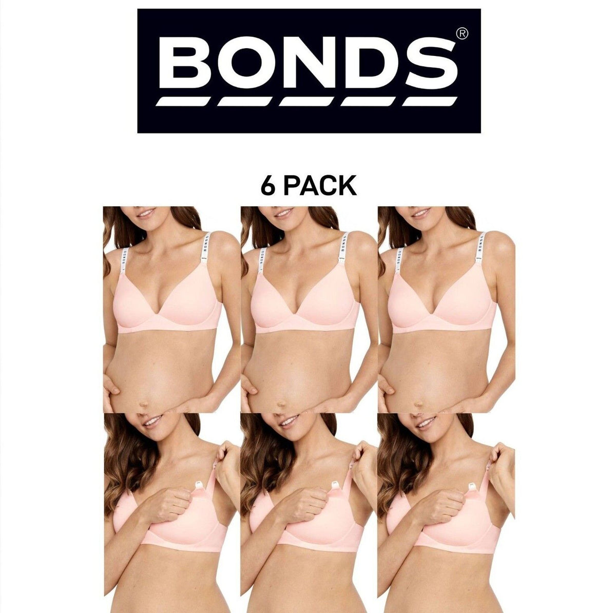 Bonds Womens Original Maternity Wirefree Contour Bra Comfy Coverage 6 Pack YXJ4Y