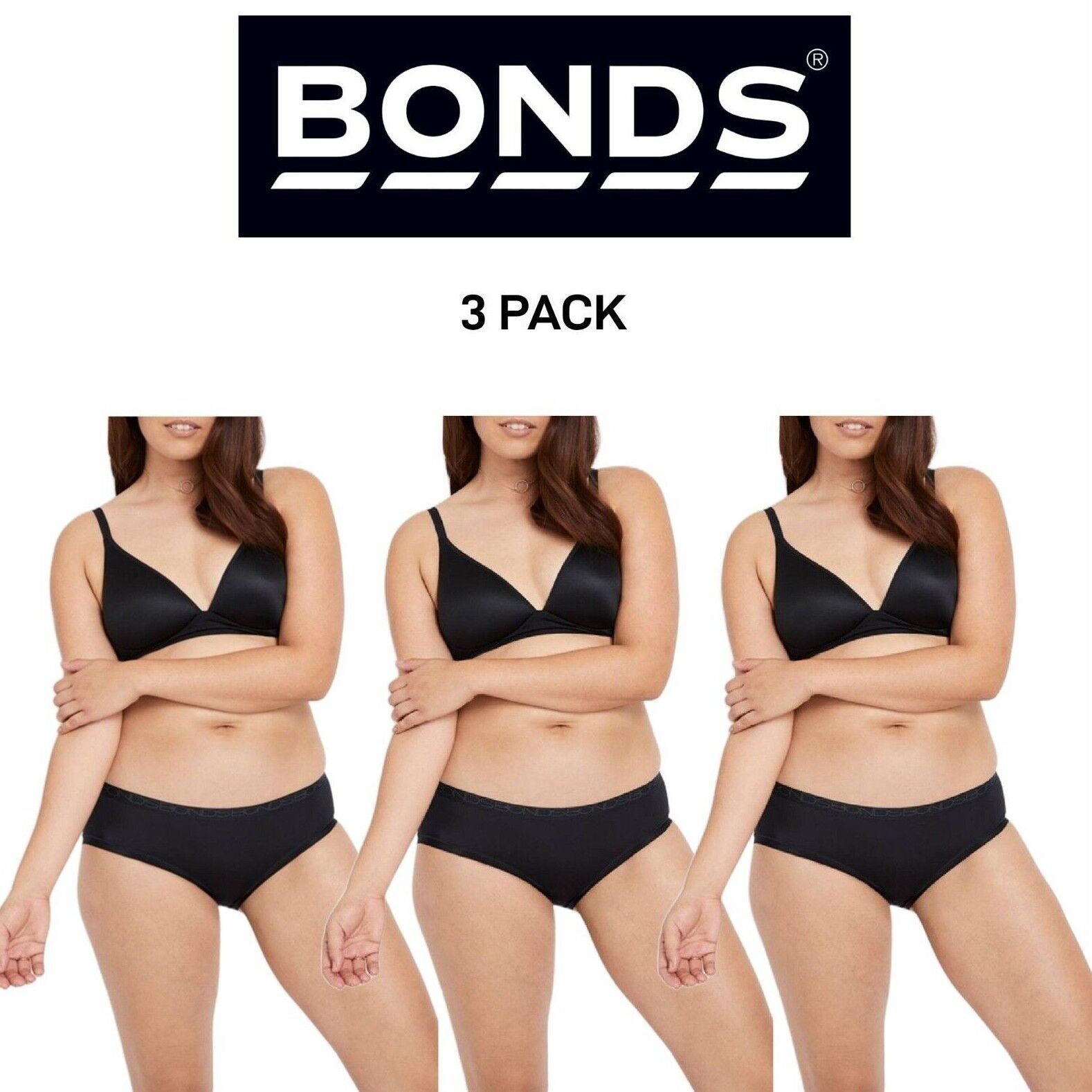 Bonds Womens Invisitails Midi Soft Lightweight Bikini Brief 3 Pack WZGJY