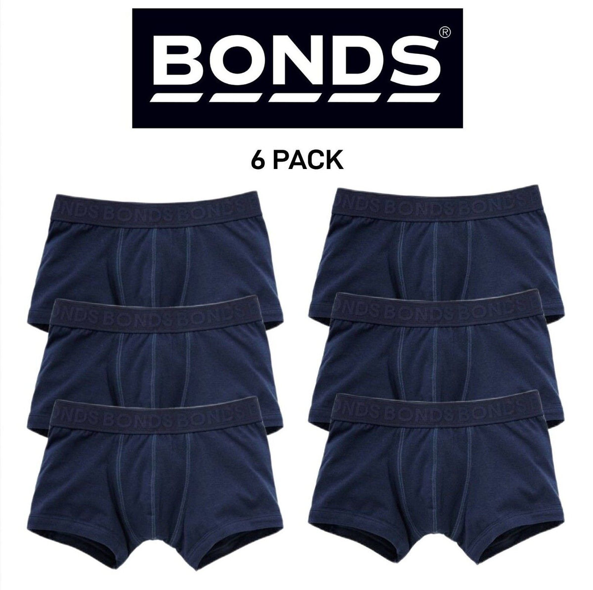 Bonds Boys New Era Trunk Super Comfortable Wide Soft Waistband 6 Pack UXVX1A