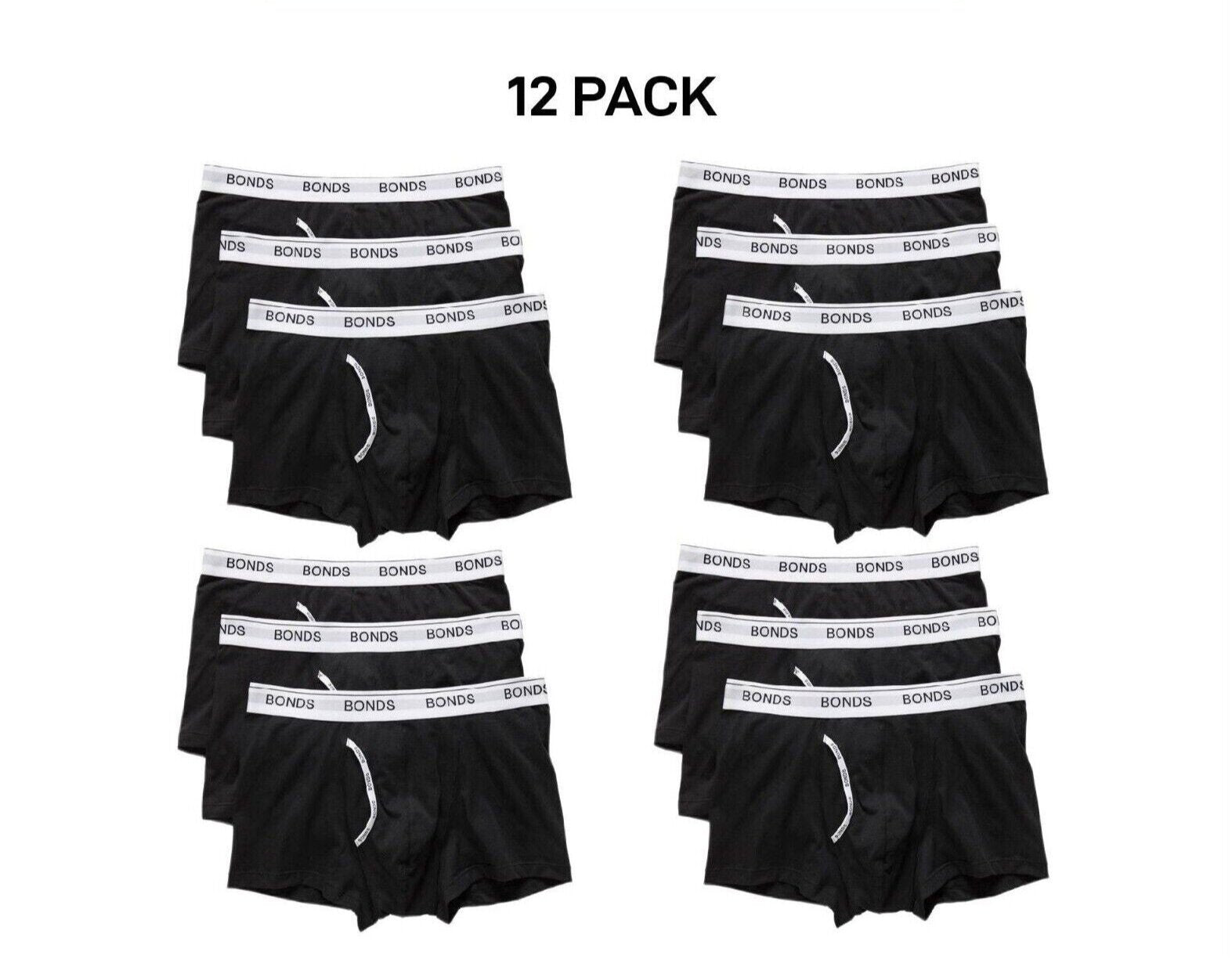 Bonds Mens Guyfront Trunk Seamfree Sides and Fly Front Opening 12 Pack MY963A