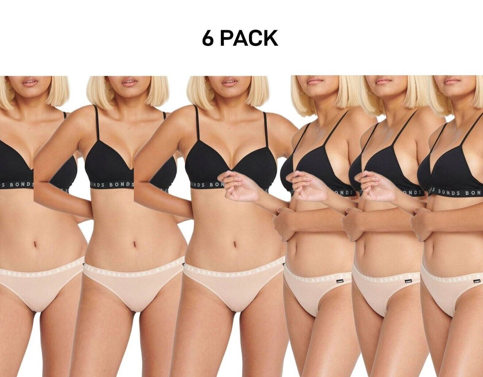 Bonds Womens Hipster Refined Gee Stretchable and Comfortable Undie 6 Pack WUVEA