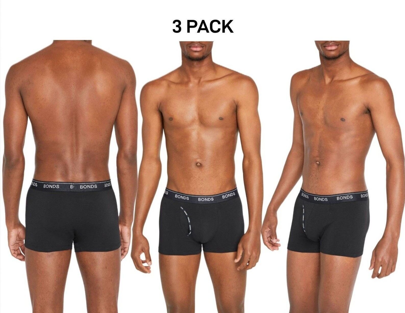 Bonds Mens Guyfront Trunk Stretchy Cotton Fabric Elastic Waistband 3 Pack MZVJ