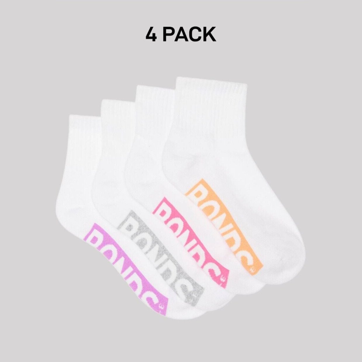 Bonds Kids Logo Light Quarter Crew Socks Comfy Mesh Cooling Zones 4 Pack RXU64W