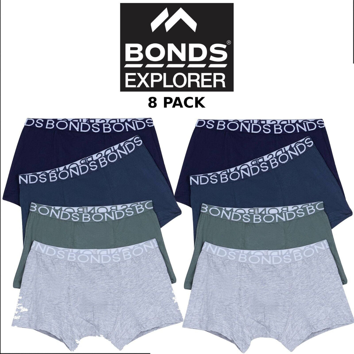 Bonds Boys Trunk Supportive Pouch with Comfy Coverage 8 Pack UWCD4A 09K