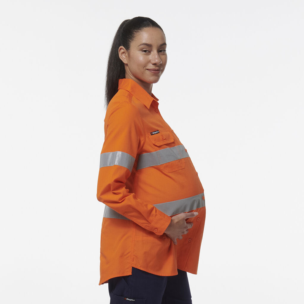 KingGee Womens Safety Workcool Maternity Reflective Two Toned Shirt K44235-Collins Clothing Co