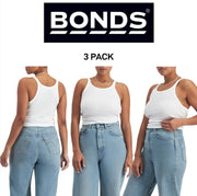 Bonds Womens Organic Chesty Singlet Flat-locked Side Seam Cotton Rib 3 Pack WTHY