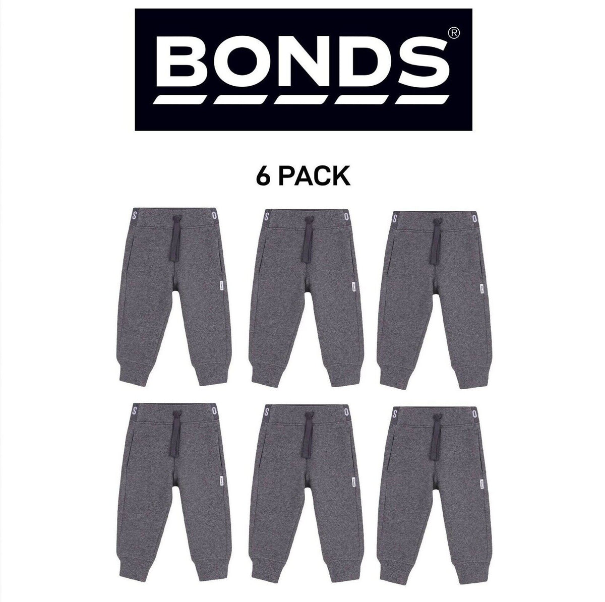 Bonds Baby Fleece Trackie Pants Stretchy Branded Waistband Snuggly 6 Pack KVRJA
