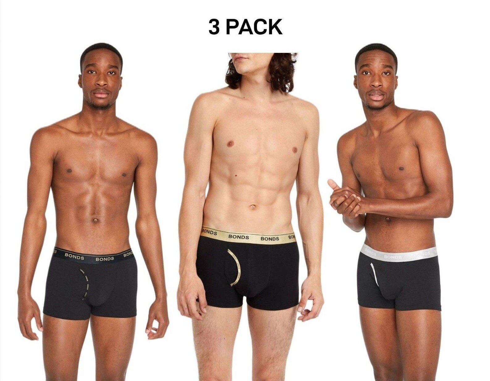 Bonds Mens Guyfront Trunk Seamless Side Comfortable Functional Fly 3 Pack MZVJSI