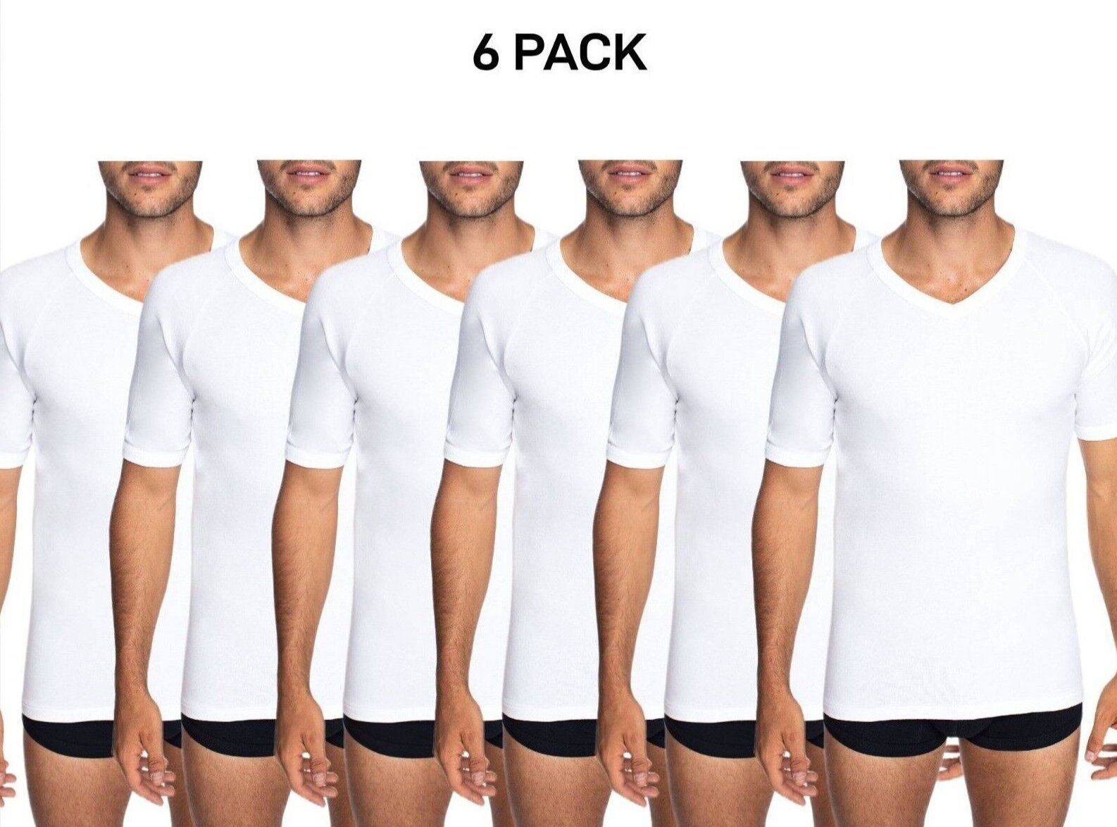 Bonds Mens Genuine V-Neck Raglan Tee Suit in Every Size and Shape 6 Pack M9762W