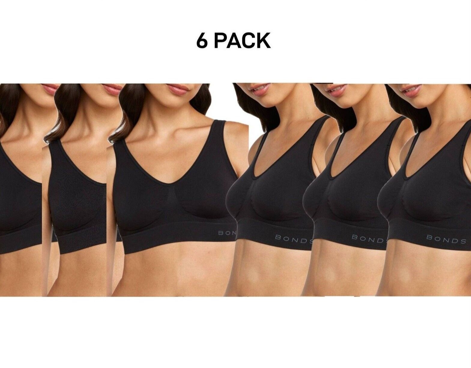 Bonds Womens Comfy Crop Regular Super Soft Flexible Wirefree Bra 6 Pack WVLHY