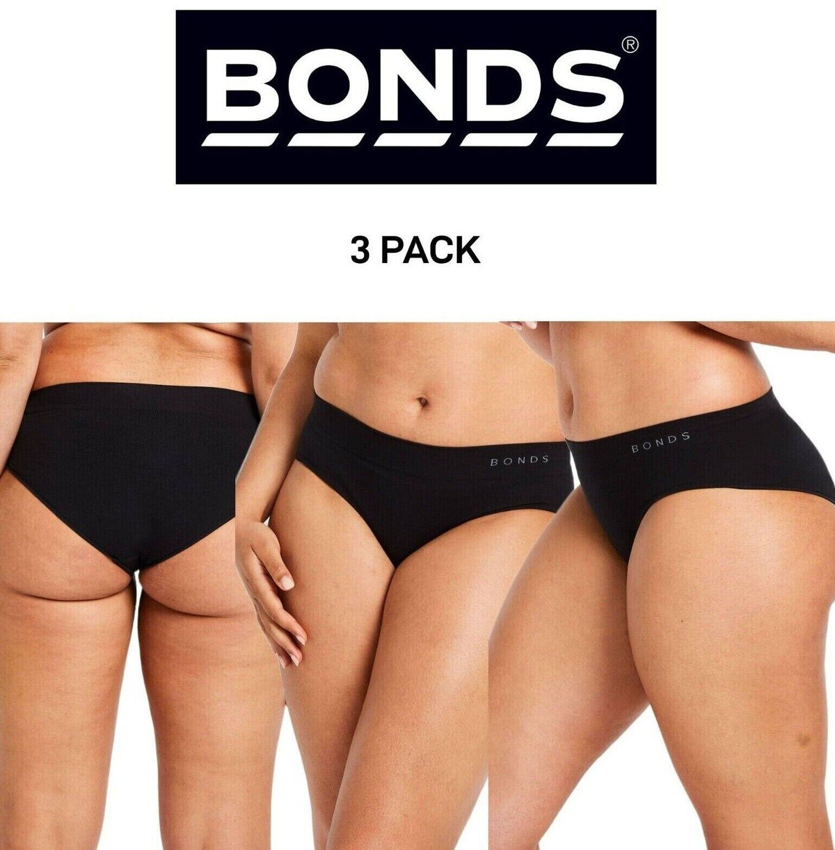 Bonds Womens Midi Seamless Smooth and Soft Breathable Brief 3 Pack WWGCA