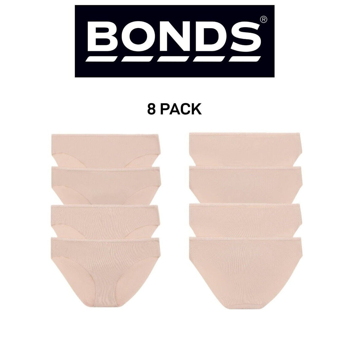 Bonds Womens No Show Bikini Smooth and Comfortable Waistband Brief 8 Pack WYQ5BW