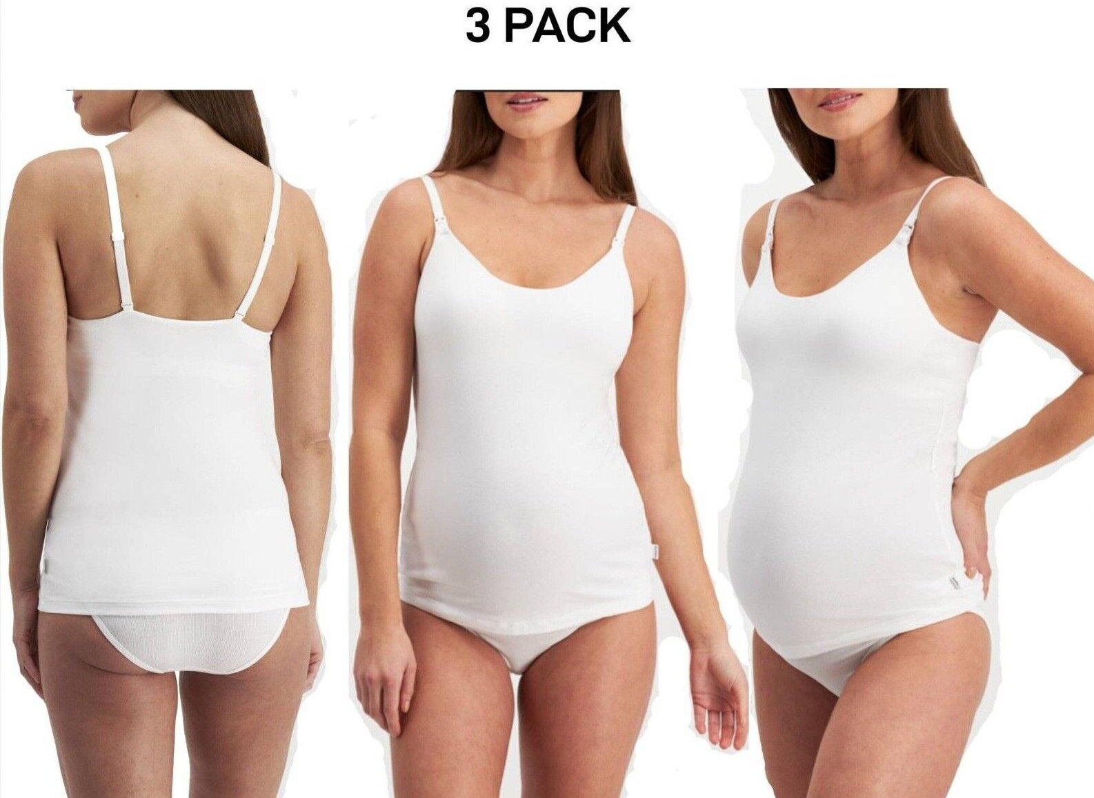Bonds Womens Maternity Contour Support Singlet Organic Cotton 3 Pack YWYCY