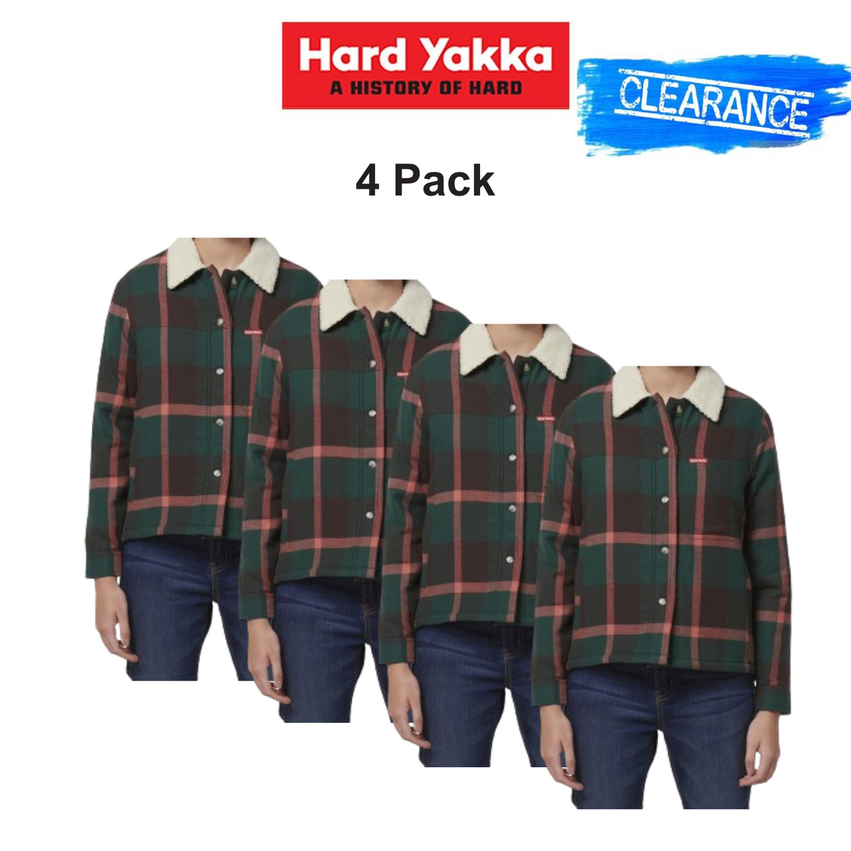 Clearance! Hard Yakka 4 Pack Womens Heritage Trucker Sherpa Comfy Jacket Y08760
