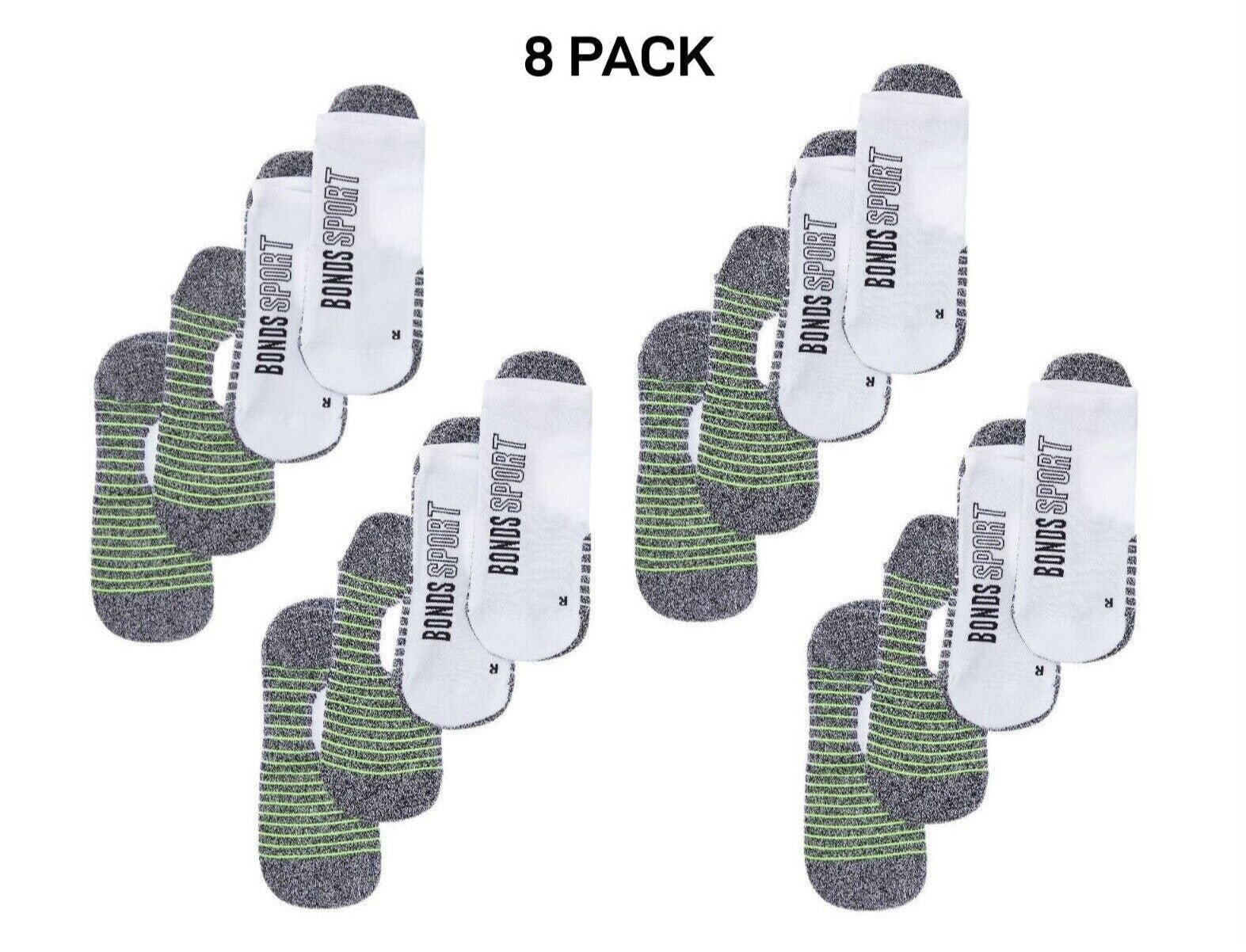 Bonds Mens Sport Tech No Show Sock Cushioned Shock-Absorbing Sole 8 Pack SYCK2N