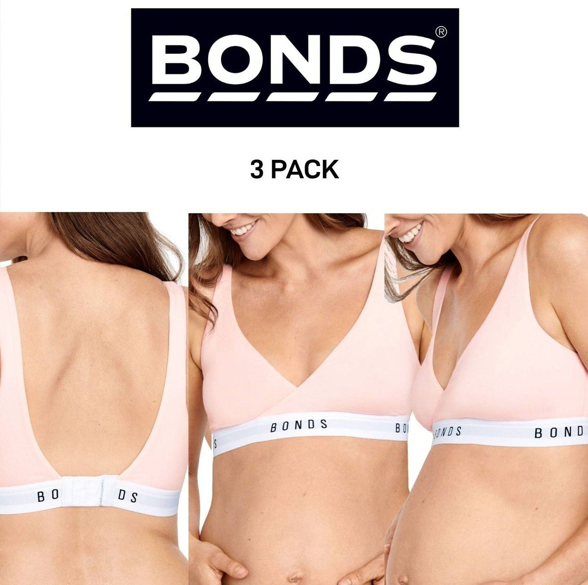 Bonds Womens Original Maternity Wrap Crop Comfy Lightweight Support 3 Pack YXHXY