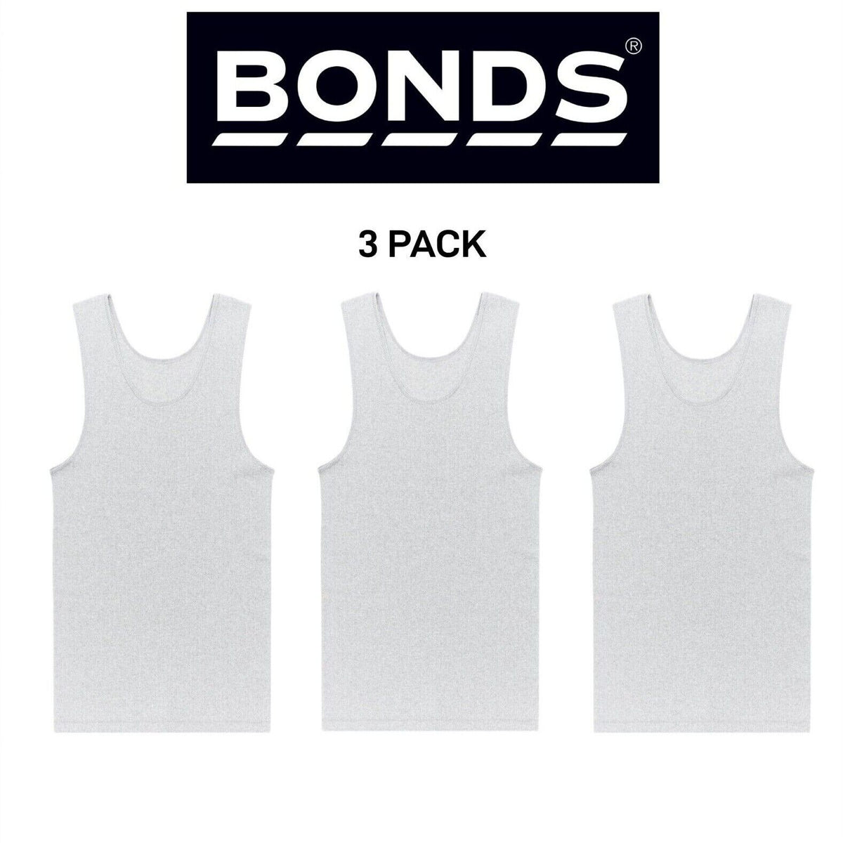 Bonds Mens Chesty Cotton Singlets Underwear Singlet Ribbed Cotton 3 Pack M757P