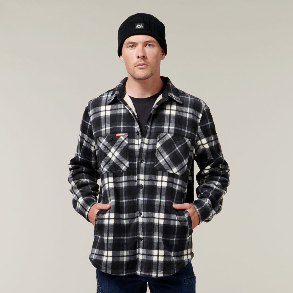 WINTER SALE! Hard Yakka Legends Sherpa Fleece Jacket Free Beanie Work Y06518