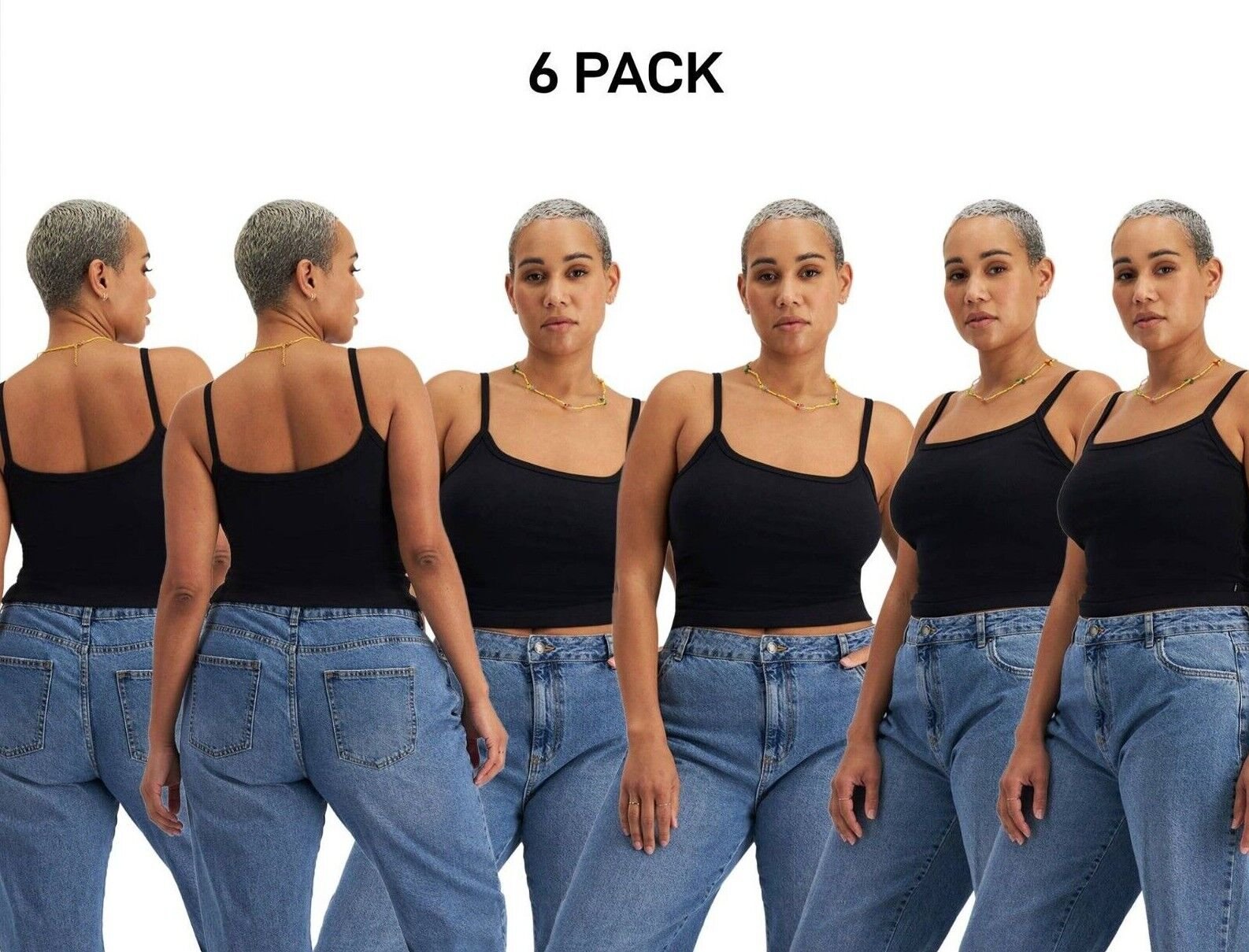 Bonds Womens Originals Cami Long Lasting Comfort Soft & Supportive 6 Pack CR9BI