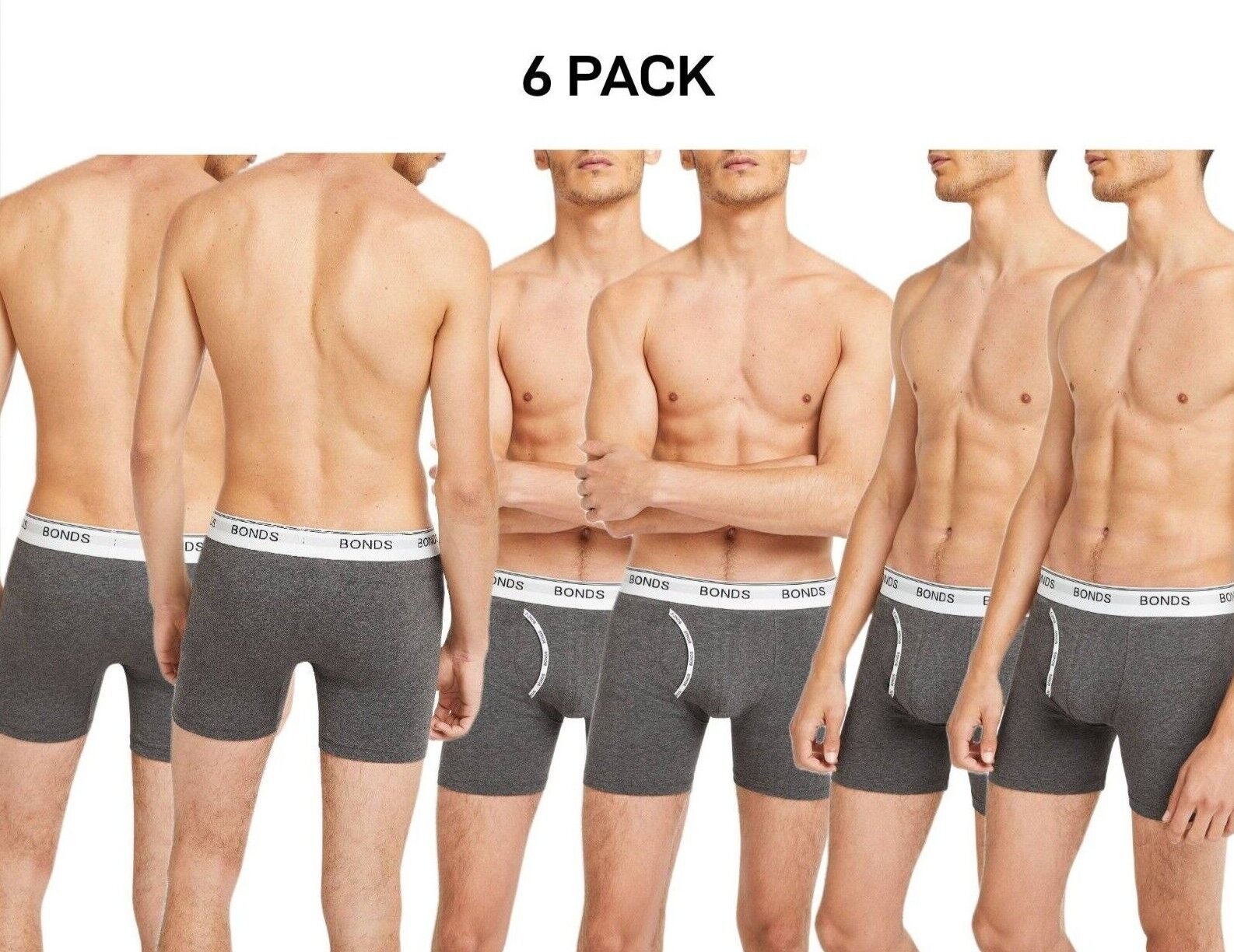 Bonds Mens Guyfront Mid Trunk Moisture Wicking to Keep Cool and Dry 6 Pack MY7WA